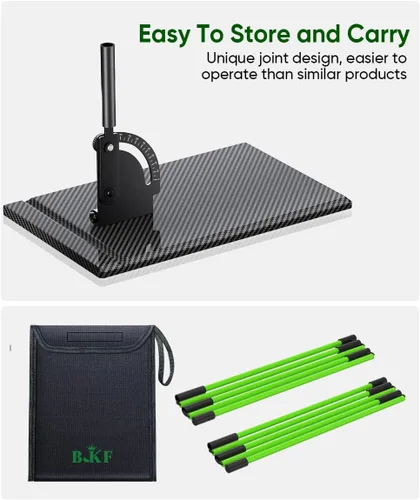 Miniatura 2 de BKF Juego de palos de alineación de golf y soporte de ángulo con bolsa portátil, entrenador de swing de golf, práctica de entrenamiento de golf