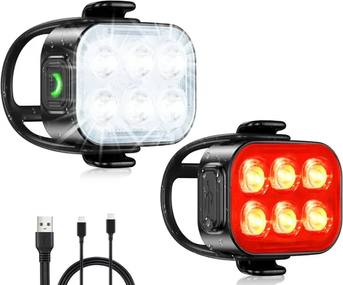 Zewdov Bike Lights for Night Riding, USB Rechargeable Bike Lights Front and Back, Waterproof IP65 Bicycle Light, 4+6 Modes Bike Headlight and Tail