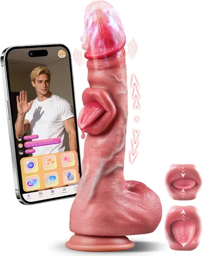 Miniatura 9 de Consoladore de penetración con vibrador - Juguetes sexuales de silicona realista para estimulación del punto G y anal, 8 modos de penetración, 10