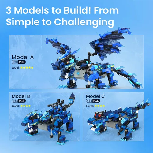 Miniatura 6 de OASO Kit de construcción de dragón con control remoto, regalos STEM para niños de 8 a 12 años, juguetes técnicos de codificación para cumpleaños