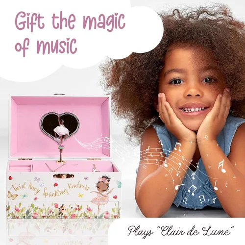 Miniatura 3 de The Memory Building Company Joyero musical de bailarina, melodía clásica, organizador de almacenamiento para niños de 6 a 12 años, construcción