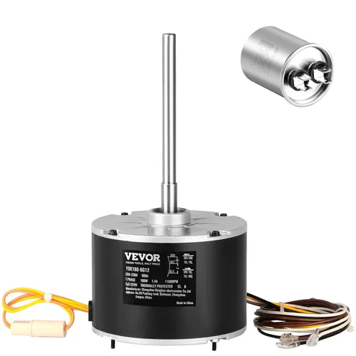 Miniatura 13 de VEVOR Motor de ventilador de condensador con condensador, 1/3HP 1075RPM 208-230V, compatible con GE Genteq K55HXGDD-81195 5KCP39GGY209AS, Fasco D925
