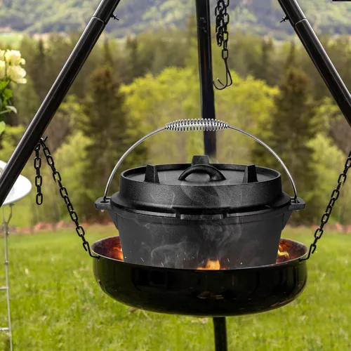 Miniatura 7 de Leonyo Horno holandés de campamento de 5 cuartos con tapa, horno holandés de hierro fundido pre-sazonado con levantador de tapa para cocinar