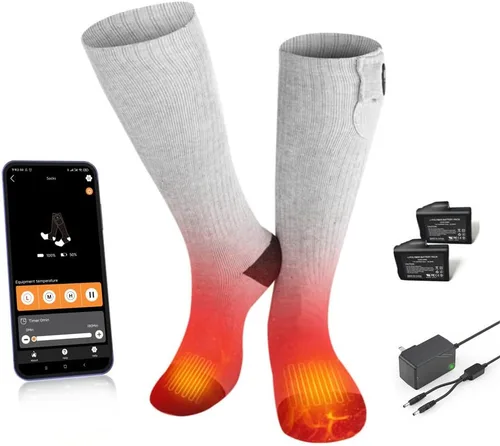 Miniatura 9 de SAVIOR HEAT Calcetines térmicos para hombres y mujeres con control por aplicación, batería recargable, calefacción eléctrica, calcetines para esquí