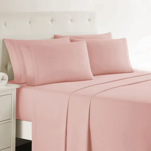 Miniatura 34 de Clara Clark - Juego de sábanas King con Flex Top, 6 piezas - Sábanas de lujo para cama King con cabeza dividida, juego de cama súper suave, King
