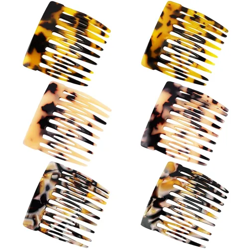 Miniatura 7 de 6 peines laterales franceses para accesorios de peinado, clips decorativos de sujeción fuerte para cabello de mujer (marrón, negro, rojo)