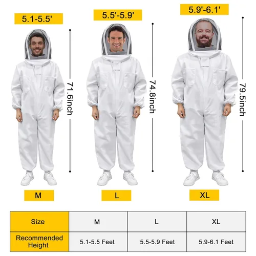 Miniatura 5 de Traje de Abeja, Atuendo de Apicultura Profesional Traje Completo de Apicultor con Capucha y Velo para Hombres y Mujeres Apicultores y Principiantes