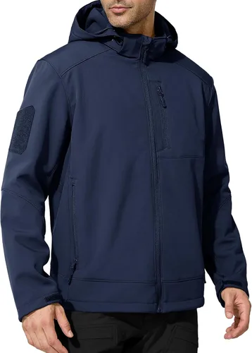 Miniatura 9 de FREE SOLDIER Chaqueta ligera con capucha impermeable para hombre, con forro polar, para invierno, con capucha, resistente al agua, para senderismo