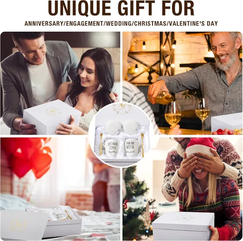 Miniatura 9 de AW BRIDAL Juego de 2 tazas de café únicas de cerámica para parejas recién comprometidas, 12 onzas, regalo de despedida de soltera para novia