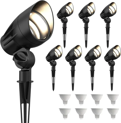 Miniatura 11 de GOODSMANN Focos de bajo voltaje Iluminación de paisaje 5W LED Reflectores al aire libre 2700K blanco cálido LED reemplazable Iluminación exterior