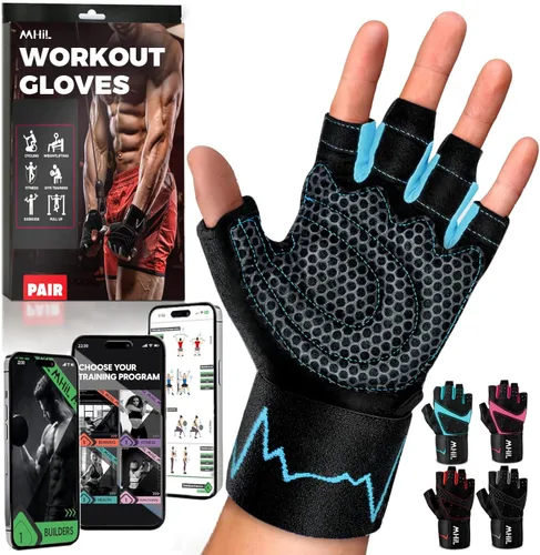 Miniatura 10 de MhIL Guantes de entrenamiento para hombres – Guantes de gimnasio cómodos para hombres con agarre mejorado para seguridad y protección de las manos