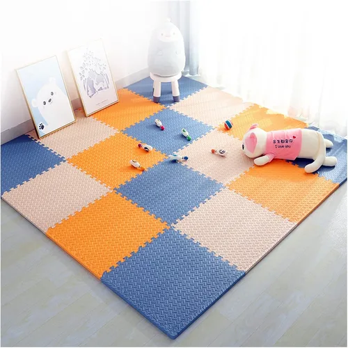 Miniatura 10 de Tapete de rompecabezas de espuma suave con bordes, azulejos entrelazados para salas de juegos, garaje, ejercicio, yoga