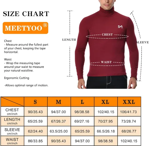 Miniatura 6 de MEETYOO Men's Thermal Turtleneck Long Sleeve Shirt,Lightweight Compression Pullover Underwear Breathable Baselayer