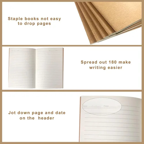 Miniatura 3 de Homjoy 7 Pack Kraft Paper Notebook Journals A5 Journal Softcover Ruled Lined Journals Notebooks Bulk for Kids Student Writing Sketch Travel Journal