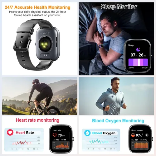 Miniatura 2 de Reloj inteligente para hombres y mujeres (respuesta/hacer llamadas), reloj inteligente con pantalla HD de 1.91 pulgadas, monitor de ritmo