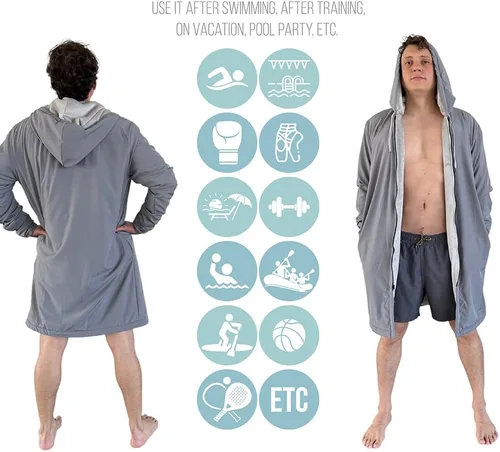 Miniatura 11 de MACAR Parka de natación impermeable con forro polar, ideal para actividades junto a la piscina y al aire libre
