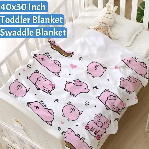 Miniatura 5 de Manta de bebé con diseño de cerdo lindo, acogedora y suave, para niños, niñas, recién nacidos, regalos de cumpleaños de Navidad, 40 x 30 pulgadas