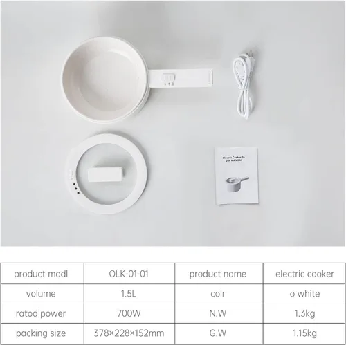 Miniatura 8 de Olla caliente eléctrica, mini olla caliente de 1.5 L, olla portátil antiadherente esmaltada de cerámica, olla eléctrica para carne, huevo, arroz