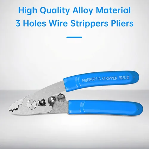 Miniatura 4 de Pelacables de fibra óptica, herramienta de pelado de fibra óptica de 3 orificios con mango de 6 pulgadas, llave hexagonal ajustable para chaqueta