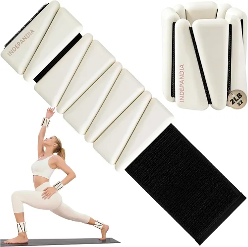Miniatura 14 de Pesas de muñeca y tobillo para mujeres y hombres, brazaletes con peso ajustables de 2 libras/4 libras para aumentar la quema de calorías y la Beige