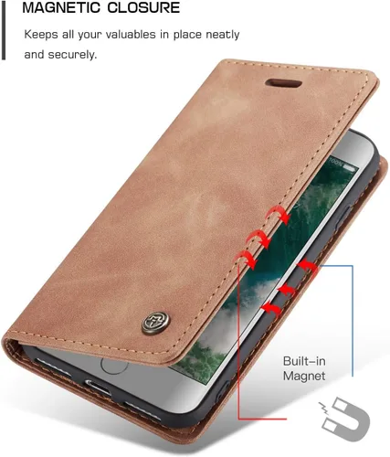 Miniatura 5 de SINIANL Funda para iPhone 7/8, Funda de cuero tipo billetera con tarjetero Cierre magnético Kickstand a prueba de golpes Fundas protectoras