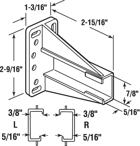 Miniatura 2 de Prime-Line R 7240 Soportes de riel lateral para cajón, nailon blanco (1 par)