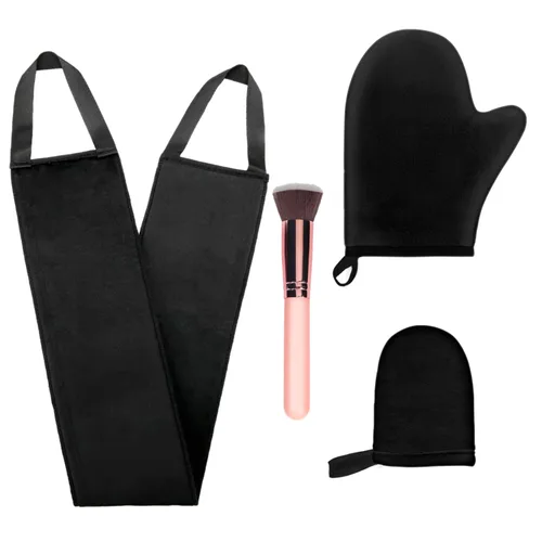 Kit de 4 aplicadores de manopla autobronceadora, guante autobronceador, aplicador de espalda autobronceadora, mini manopla para endurecer la cara,