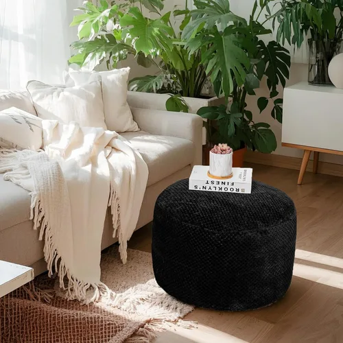 Miniatura 13 de Asuprui Puf Otomano Sin Relleno Reposapiés Otomano 20x12 Pulgadas Puf de Piso Redondo Piso Silla Bean Bag Sin Relleno Reposapiés con Almacenamiento
