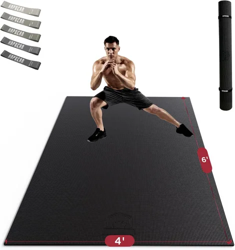 HAPBEAR Alfombrilla de Ejercicio Extra Grande-7'x5'/6'x8'/6'x9'/6'x10'/6'x12'x8mm(1/3 pulgada), Antideslizante, Ultra Duradera, Colchonetas Gruesas