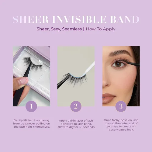 Miniatura 6 de Lilly Lashes Banda Transparente, Pestañas Postizas con Pestañas de Banda Invisible, Medias Pestañas de Aspecto Natural, Media Pestaña Estilo Ojo