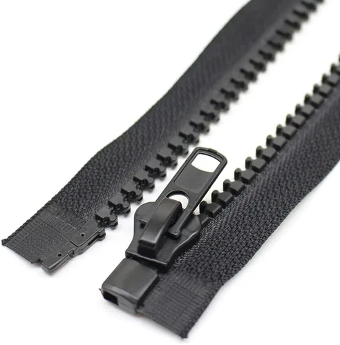 Miniatura 5 de YaHoGa 2 cremalleras separadoras #10 de 8 pulgadas para coser abrigo, chaqueta de invierno, color negro, resistente, grandes cremalleras de plástico