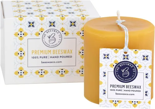 The Beeswax Co Pillar - Vela de cera de abejas – Perfumada a miel natural – Larga duración y ecológica – Mecha de algodón – Quema lenta – Cera de