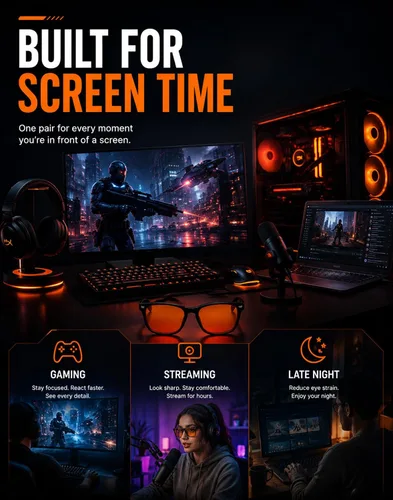 Miniatura 4 de TIJN Lentes con bloqueo de luz azul con doble revestimiento AR lente ámbar naranja para juegos de computadora