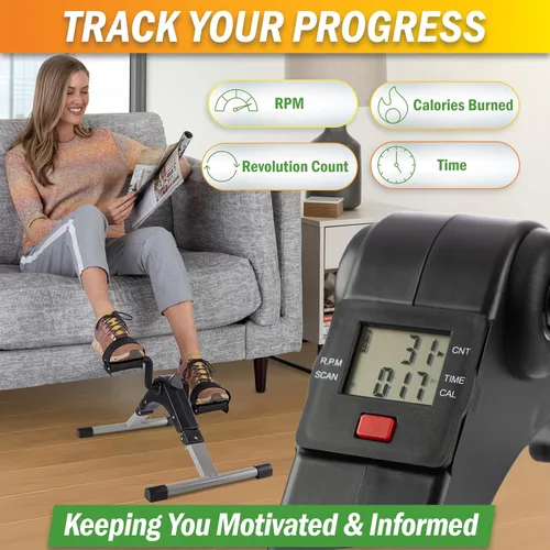 Miniatura 4 de Under Desk Exercise Bike Pedal Exerciser – Mini Stationary Cycle with Adjustable Resistance, Calorie Tracker & Foldable Design – Compact Pedal