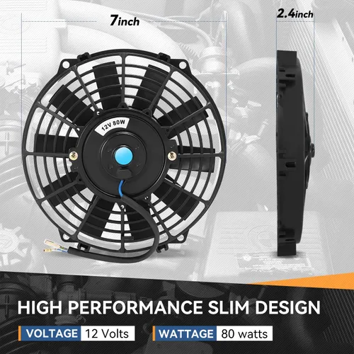 Miniatura 5 de Auto Dynasty Ventilador de radiador eléctrico, conjunto universal de ventilador de refrigeración de radiador de 7 pulgadas con kit de relé de Negro