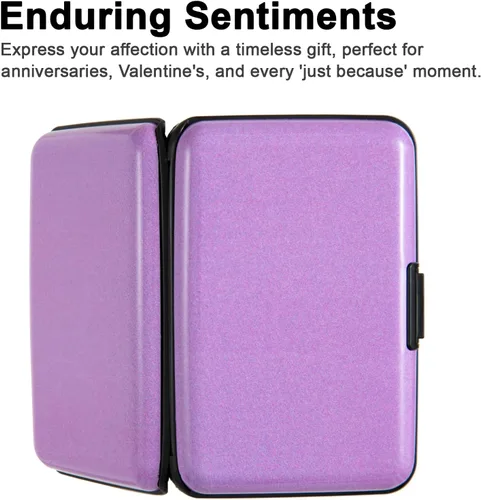 Miniatura 53 de Soporte para tarjetas de crédito, cartera metálica con bloqueo RFID para tarjetas de identificación para mujeres y hombres, funda rígida de aluminio