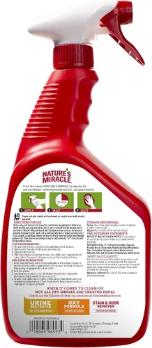 Miniatura 2 de Nature's Miracle Spray Avanzado Eliminador de Manchas y Olores para Gatos, Fórmula Enzimática para Desastres Severos, Aroma Sunny Lemon, 32 onzas
