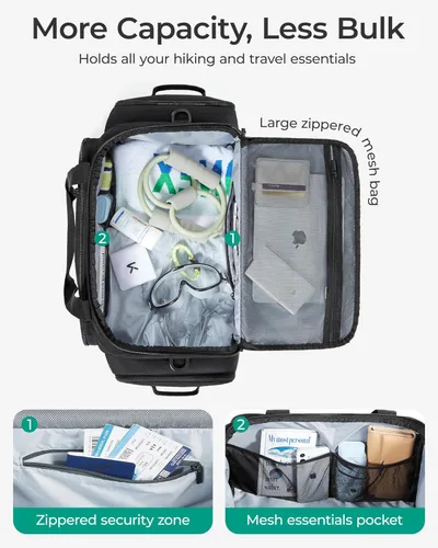 Miniatura 5 de BAGSMART Bolsa táctica de gimnasio para hombres, bolsa de lona de 22 litros para viajes con compartimento para zapatos, mochila táctica 4 en 1