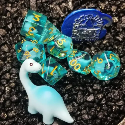 Miniatura 3 de Sage's Portal Juego de dados DND de resina para familiares de dinosaurios y reptiles, juego de dados poliédricos para Dungeons and Dragons RPG