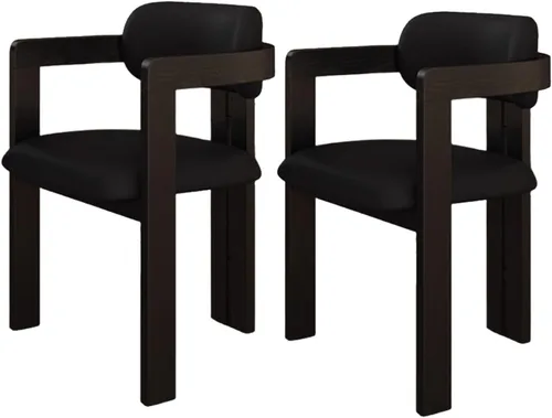 Miniatura 29 de Juego de sillas de comedor de madera, sillas de comedor modernas, silla de cocina tapizada, silla auxiliar de granja con brazos, para sala de estar