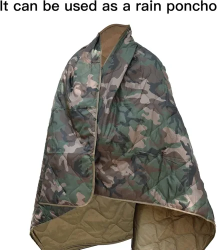 Miniatura 3 de LOOGU Manta Camuflaje Impermeable Aislante Forro de Poncho para Camping al Aire Libre, Senderismo, Caza, Supervivencia, Mochileros, Picnic Us