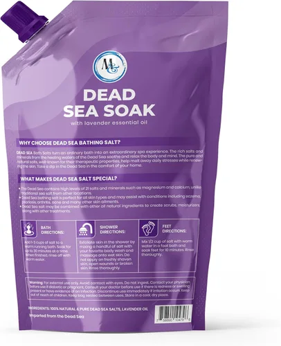 Miniatura 2 de Sales del Mar Muerto para remojar, sal mineral para baño, spa, ducha: más minerales que la sal de Epsom, sal de baño pura y natural para remojo