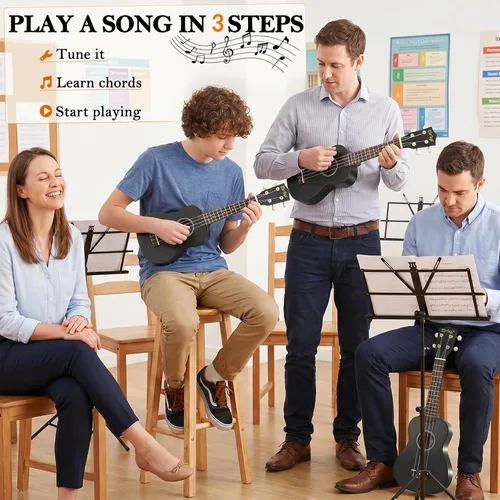Miniatura 2 de Kit de ukelele soprano para principiantes de 21 pulgadas con correa de sintonizador de bolsa de concierto en línea gratuita, rápido de aprender