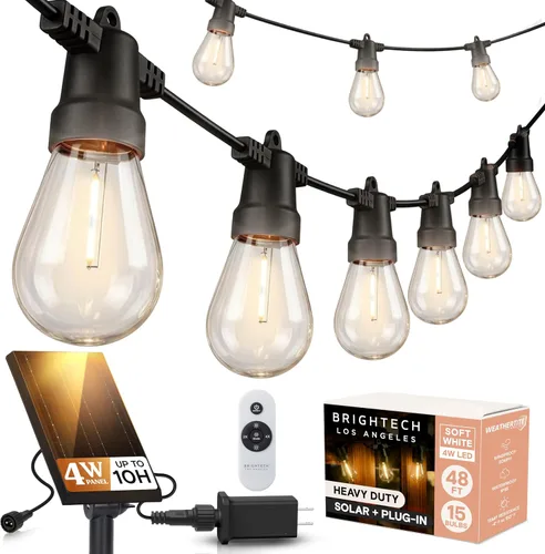 Miniatura 9 de Brightech Ambience Pro - Guirnalda de luces LED impermeables para exteriores con energía solar – Luces de patio de grado comercial con bombillas