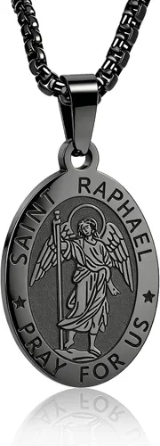 Miniatura 33 de Collar de patrón de santo, San Miguel/Virgen María/Rafael/Judá/Cristóbal/Benedicto/José/Patricio/Francisco/Florián/Tomás/Antonio, acero inoxidable