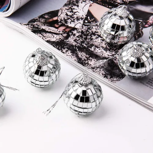 Miniatura 3 de 12 piezas de bola de espejo de disco plateada para decoración de fiesta, adornos de árbol de Navidad, boda, cumpleaños (3CM)