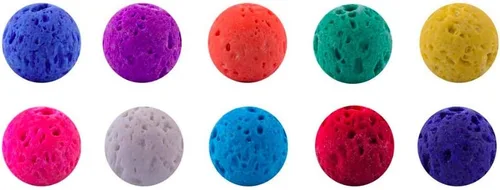 Miniatura 5 de 250 unidades por bolsa cuentas de lava negra natural de piedra volcánica de roca volcánica, cuentas de piedras preciosas de chakra Reiki, cuentas