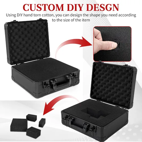 Miniatura 3 de Funda protectora rígida a prueba de golpes resistente al agua con inserto de espuma personalizado para cámara, etc., 13.5 x 11.6 x 6 pulgadas