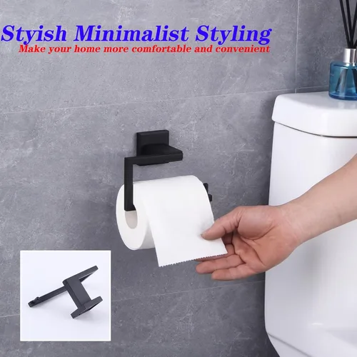 Miniatura 5 de GERZ Soporte de papel higiénico para baño SUS 304 acero inoxidable mate negro soporte de rollo de papel de seda soporte de pared JG1905-BK