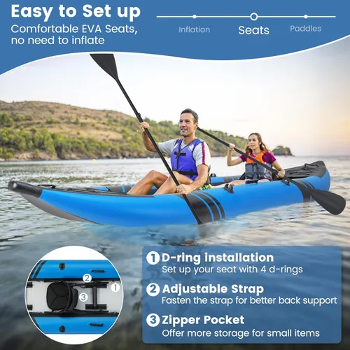 Miniatura 3 de S AFSTAR Kayak inflable, canoa para 2 personas con capacidad de 507 libras, suelo de puntadas, todos los accesorios y bolsa de transporte, kayak